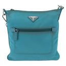 PRADA Shoulder Bag Nylon Light Blue Silver Auth 186844A-13