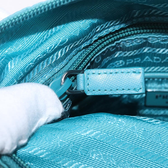 PRADA Shoulder Bag Nylon Light Blue Silver Auth 186844A