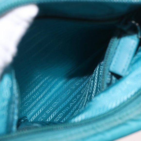 PRADA Shoulder Bag Nylon Light Blue Silver Auth 186844A