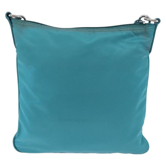 PRADA Shoulder Bag Nylon Light Blue Silver Auth 186844A