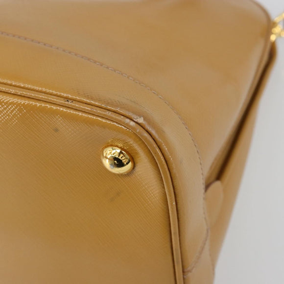 PRADA Hand Bag Leather 2way Beige Gold Auth 186845A