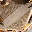 PRADA Hand Bag Leather 2way Beige Gold Auth 186845A-25