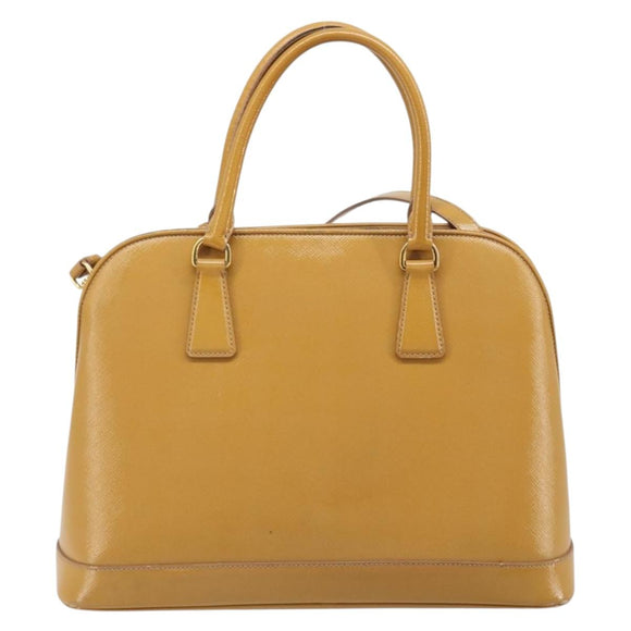 PRADA Hand Bag Leather 2way Beige Gold Auth 186845A