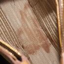 PRADA Hand Bag Leather 2way Beige Gold Auth 186845A-11