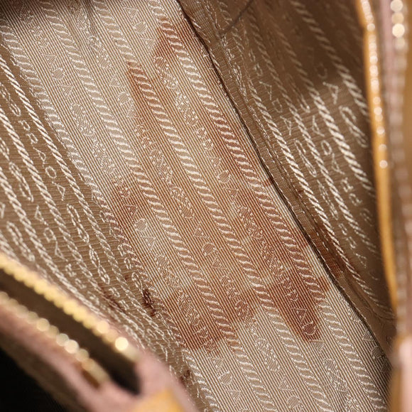 PRADA Hand Bag Leather 2way Beige Gold Auth 186845A