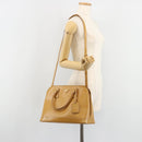 PRADA Hand Bag Leather 2way Beige Gold Auth 186845A-32
