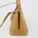 PRADA Hand Bag Leather 2way Beige Gold Auth 186845A-3