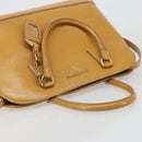 PRADA Hand Bag Leather 2way Beige Gold Auth 186845A-6