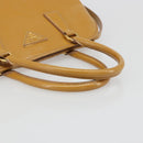 PRADA Hand Bag Leather 2way Beige Gold Auth 186845A-7