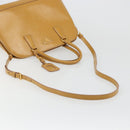 PRADA Hand Bag Leather 2way Beige Gold Auth 186845A-8