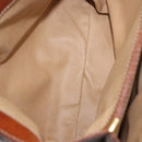 CELINE Macadam Canvas Hand Bag PVC Leather Brown Gold Auth 186847-22
