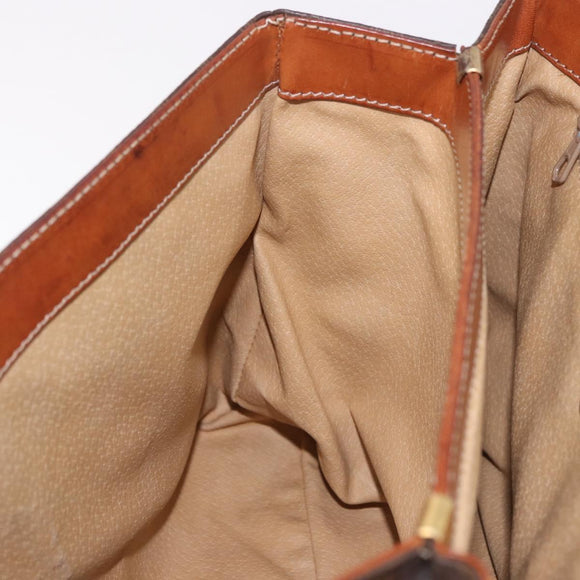 CELINE Macadam Canvas Hand Bag PVC Leather Brown Gold Auth 186847