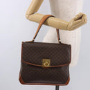 CELINE Macadam Canvas Hand Bag PVC Leather Brown Gold Auth 186847-27