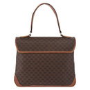 CELINE Macadam Canvas Hand Bag PVC Leather Brown Gold Auth 186847-2