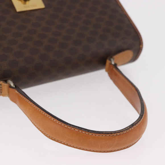 CELINE Macadam Canvas Hand Bag PVC Leather Brown Gold Auth 186847