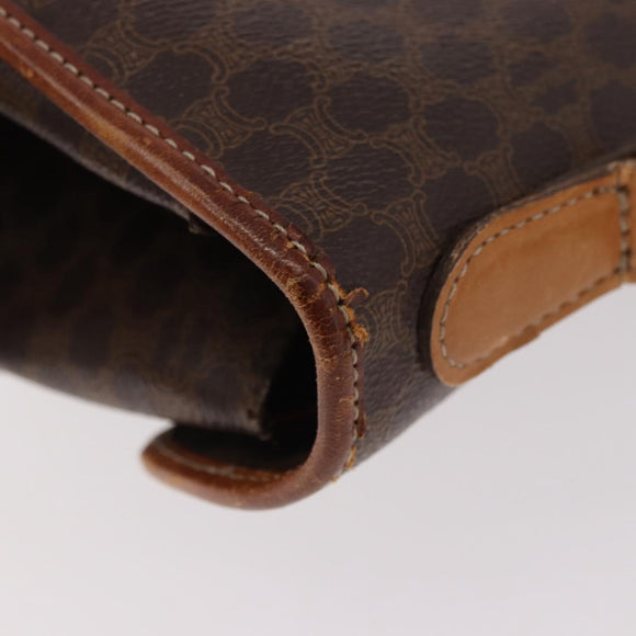 CELINE Macadam Canvas Hand Bag PVC Leather Brown Gold Auth 186847