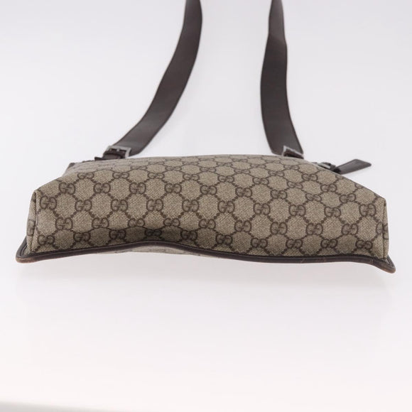 GUCCI GG Supreme Shoulder Bag PVC Beige Silver 92560 Auth 186848