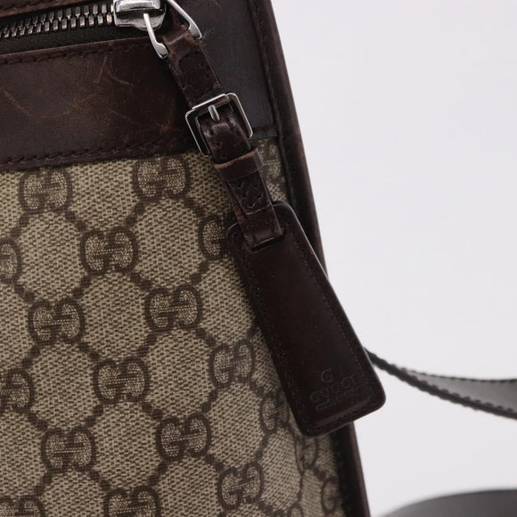 GUCCI GG Supreme Shoulder Bag PVC Beige Silver 92560 Auth 186848