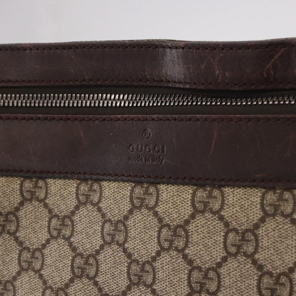 GUCCI GG Supreme Shoulder Bag PVC Beige Silver 92560 Auth 186848