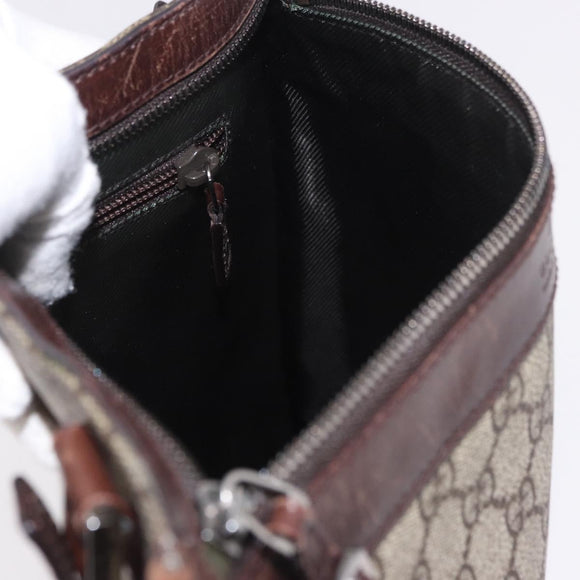 GUCCI GG Supreme Shoulder Bag PVC Beige Silver 92560 Auth 186848