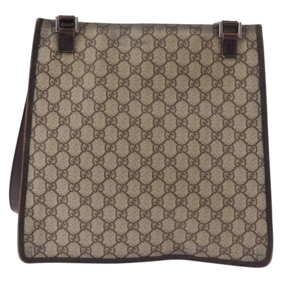GUCCI GG Supreme Shoulder Bag PVC Beige Silver 92560 Auth 186848
