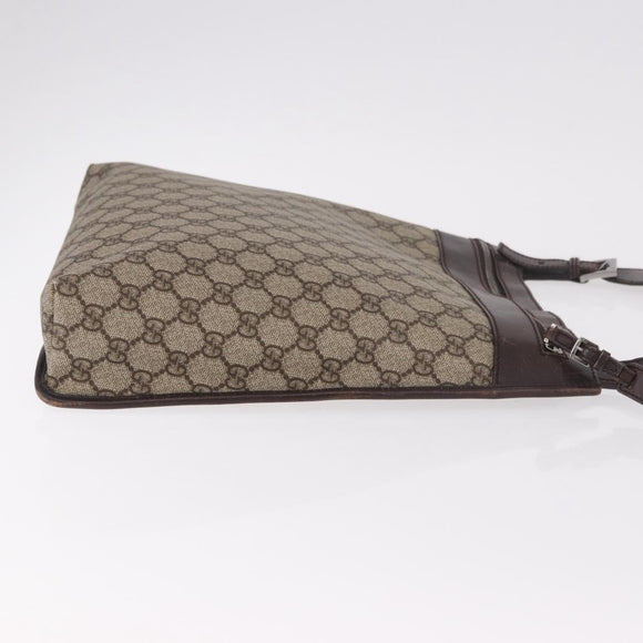 GUCCI GG Supreme Shoulder Bag PVC Beige Silver 92560 Auth 186848
