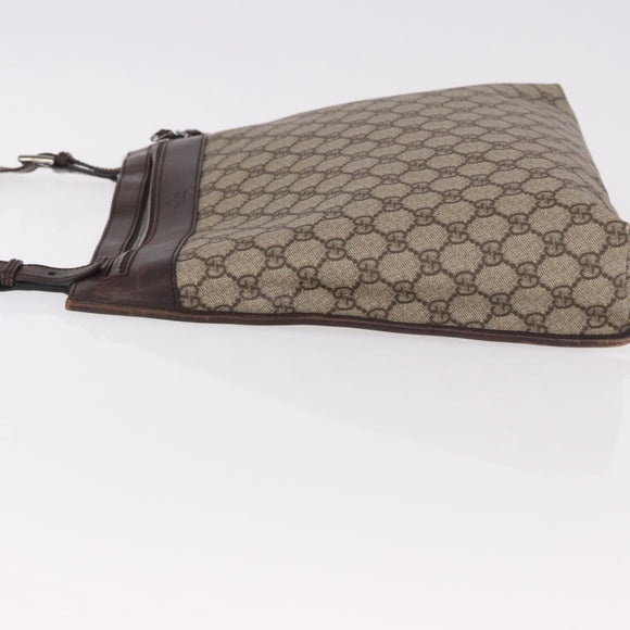 GUCCI GG Supreme Shoulder Bag PVC Beige Silver 92560 Auth 186848