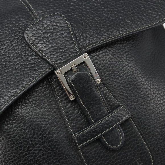 LOEWE Schoudertas Leer Zwart Zilver Auth 186849A
