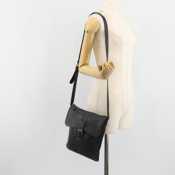 LOEWE Schoudertas Leer Zwart Zilver Auth 186849A