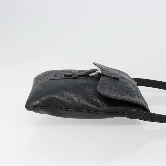 LOEWE Schoudertas Leer Zwart Zilver Auth 186849A
