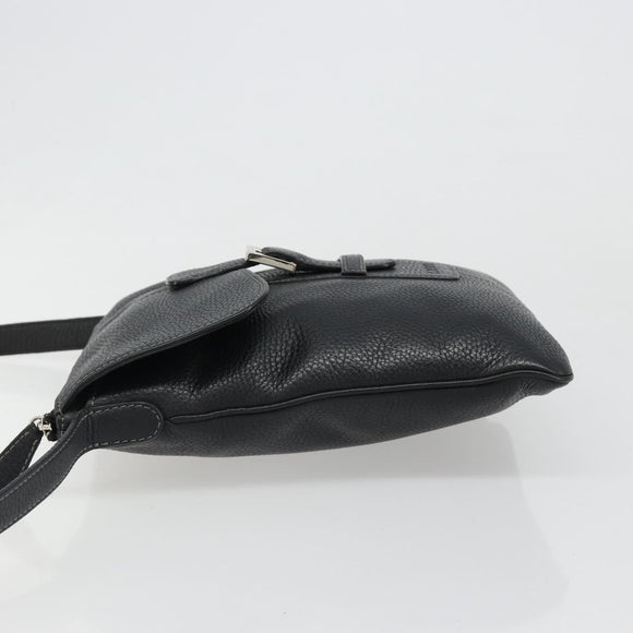 LOEWE Schoudertas Leer Zwart Zilver Auth 186849A
