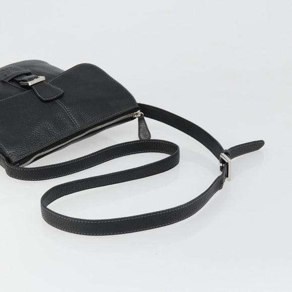LOEWE Schoudertas Leer Zwart Zilver Auth 186849A