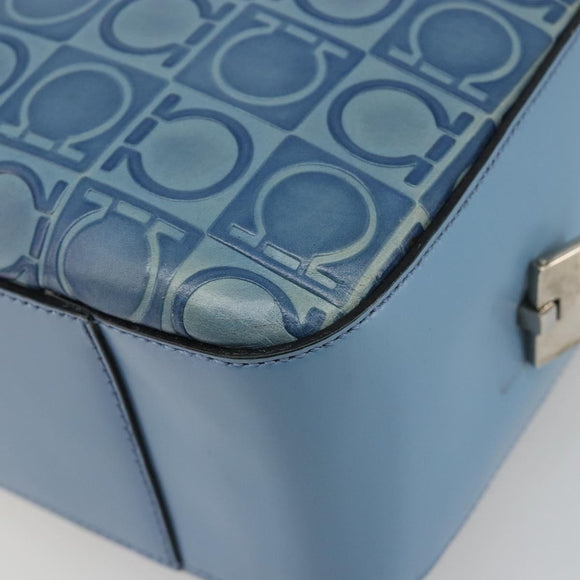 Salvatore Ferragamo Gancini Tote Bag Leather Blue Silver Auth 186850A