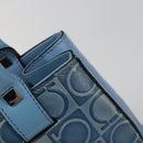 Salvatore Ferragamo Gancini Tote Bag Leather Blue Silver Auth 186850A-16