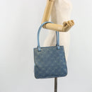 Salvatore Ferragamo Gancini Tote Bag Leather Blue Silver Auth 186850A-26