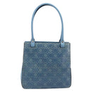 Salvatore Ferragamo Gancini Tote Bag Leather Blue Silver Auth 186850A-3