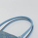 Salvatore Ferragamo Gancini Tote Bag Leather Blue Silver Auth 186850A-8