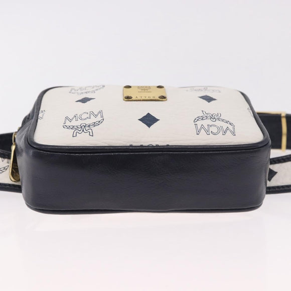 MCM Vicetos Logogram Waist Bag PVC Leather White Gold Auth 186851