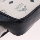 MCM Vicetos Logogram Waist Bag PVC Leather White Gold Auth 186851-9