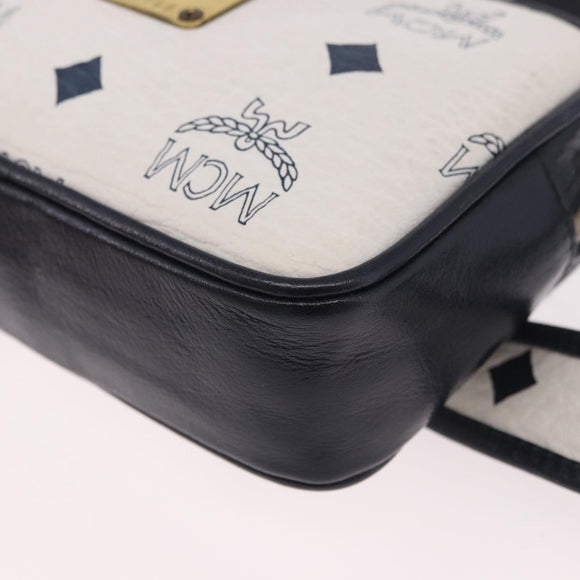 MCM Vicetos Logogram Waist Bag PVC Leather White Gold Auth 186851