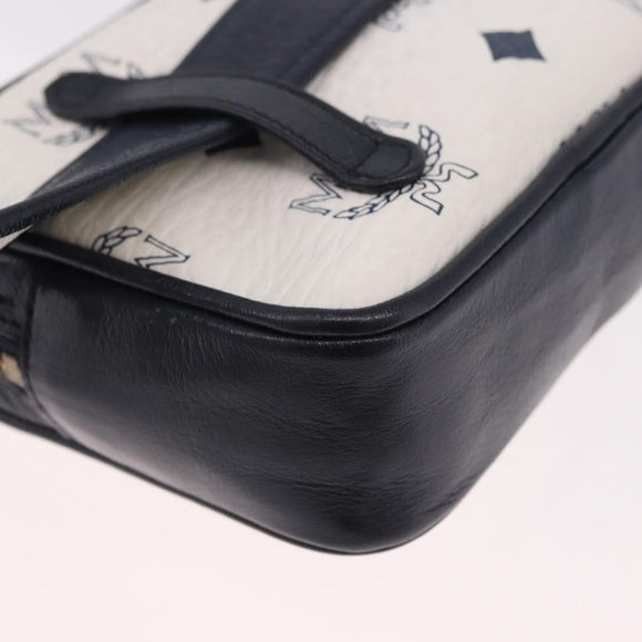 MCM Vicetos Logogram Waist Bag PVC Leather White Gold Auth 186851