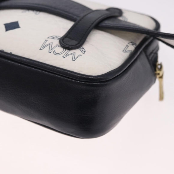 MCM Vicetos Logogram Waist Bag PVC Leather White Gold Auth 186851