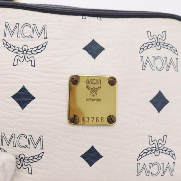 MCM Vicetos Logogram Waist Bag PVC Leather White Gold Auth 186851