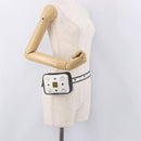 MCM Vicetos Logogram Waist Bag PVC Leather White Gold Auth 186851-21