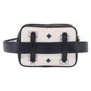MCM Vicetos Logogram Waist Bag PVC Leather White Gold Auth 186851-2