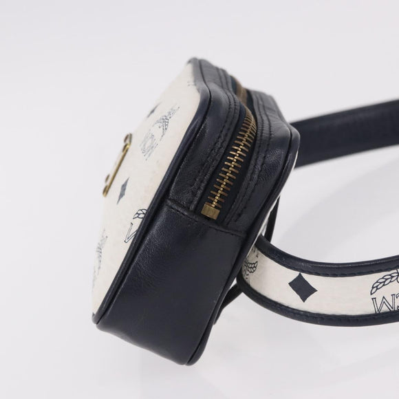 MCM Vicetos Logogram Waist Bag PVC Leather White Gold Auth 186851