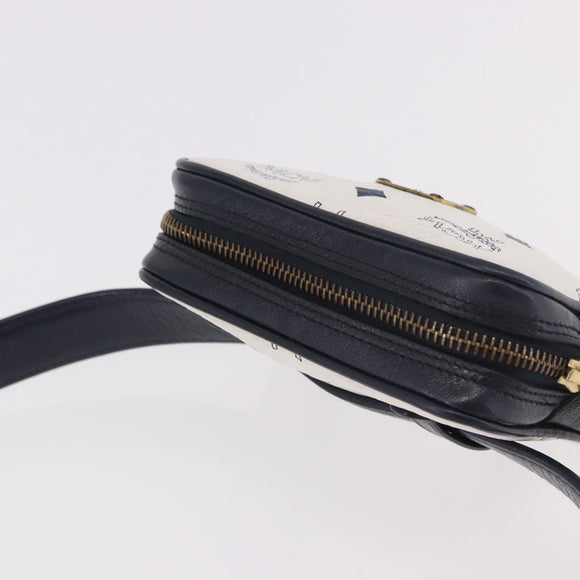 MCM Vicetos Logogram Waist Bag PVC Leather White Gold Auth 186851