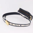 MCM Vicetos Logogram Waist Bag PVC Leather White Gold Auth 186851-7