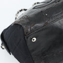 CHANEL Chain Shoulder Bag Canvas Black Silver CC Auth 186855-11