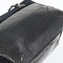 CHANEL Chain Shoulder Bag Canvas Black Silver CC Auth 186855-14